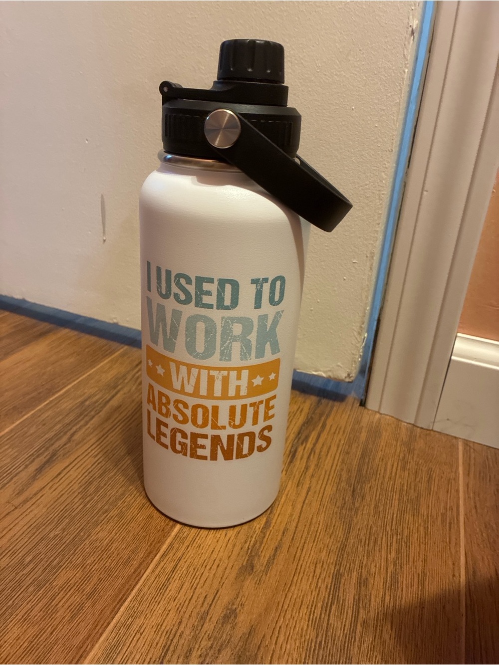 White Stainless Water Bottle with Motivational Print